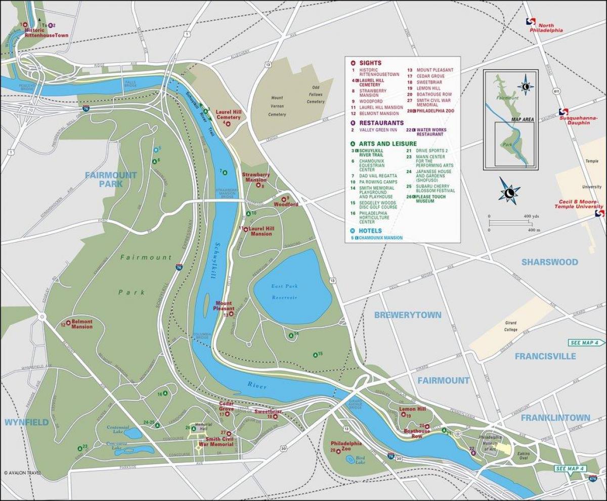 mapa ng fairmount park Philadelphia