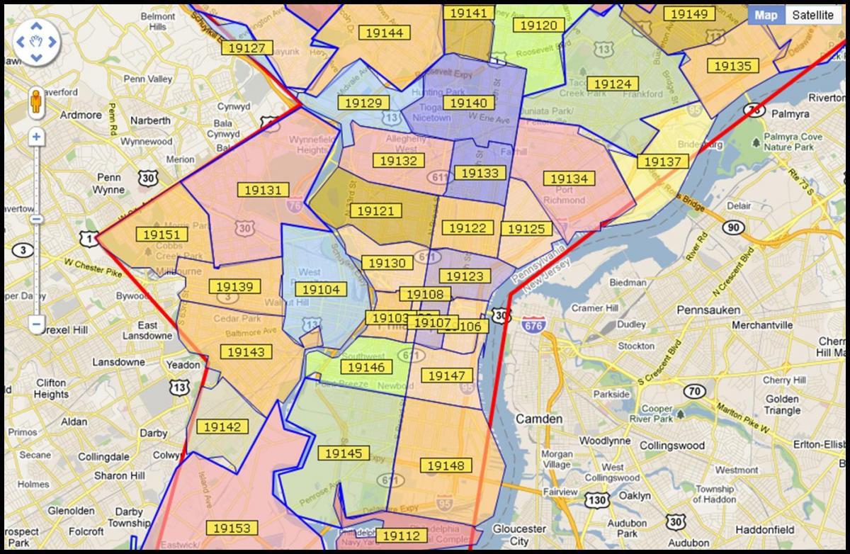 mapa ng greater Philadelphia lugar