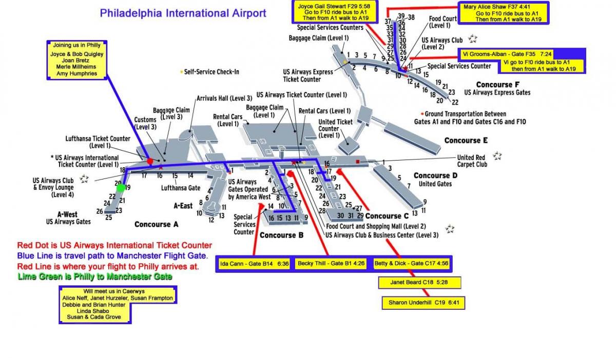 airport mapa Philadelphia