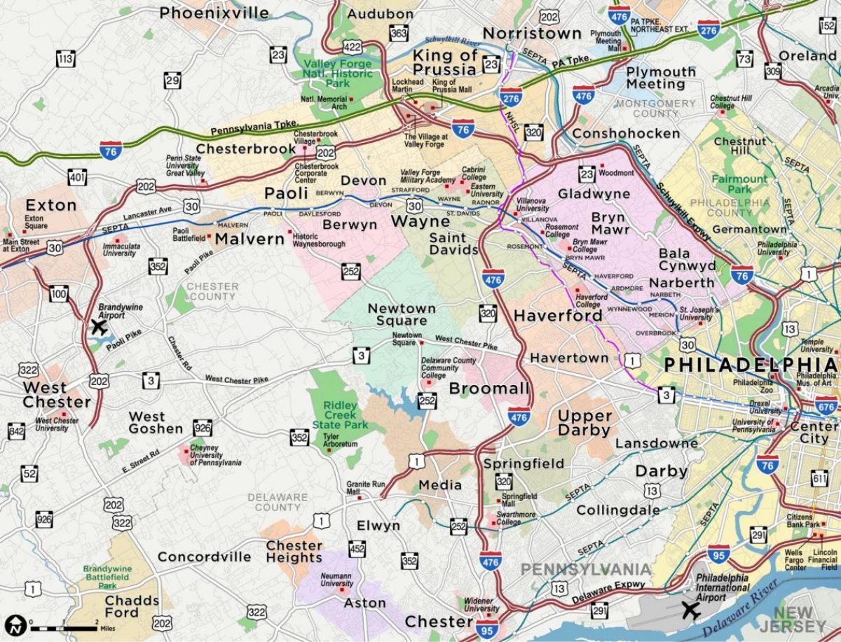 mapa ng pangunahing linya Philadelphia