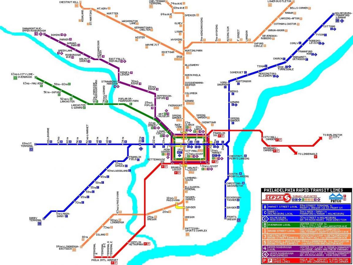 Philadelphia mass transit system mapa