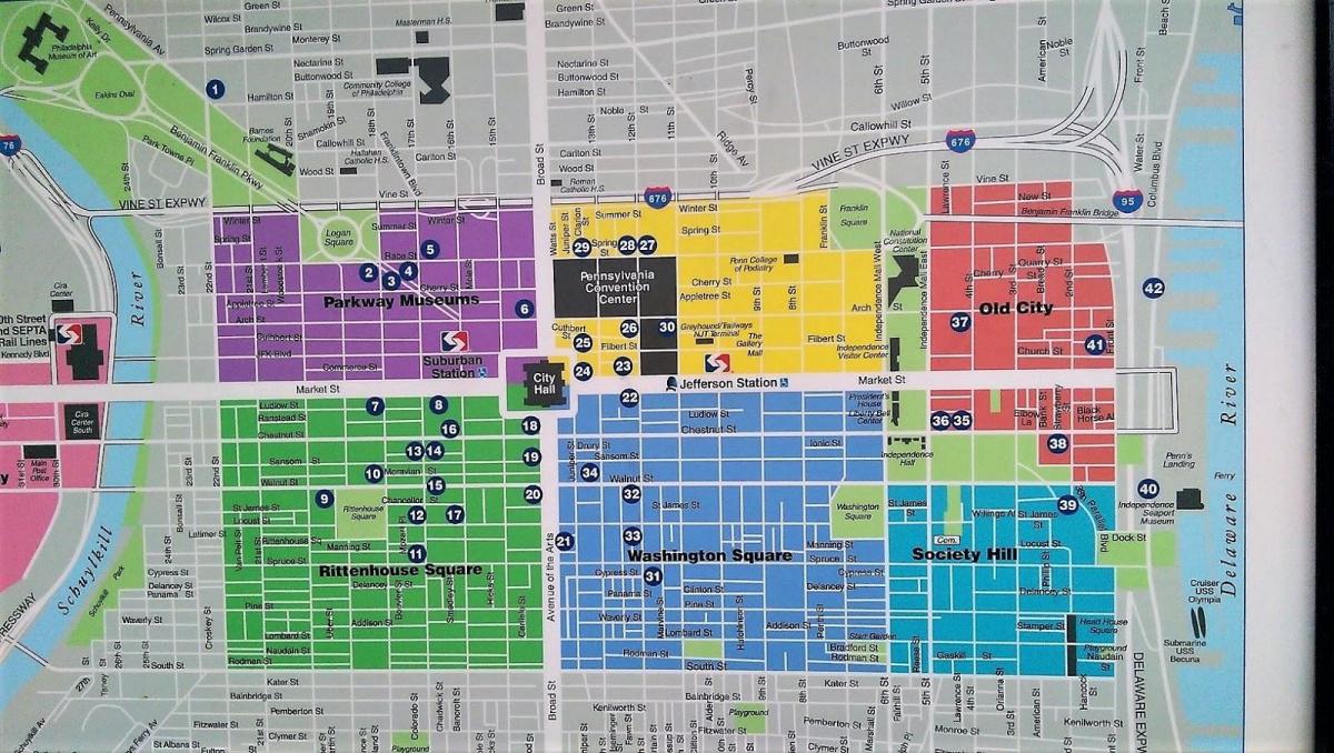 mapa ng sentro ng lungsod ng Philadelphia