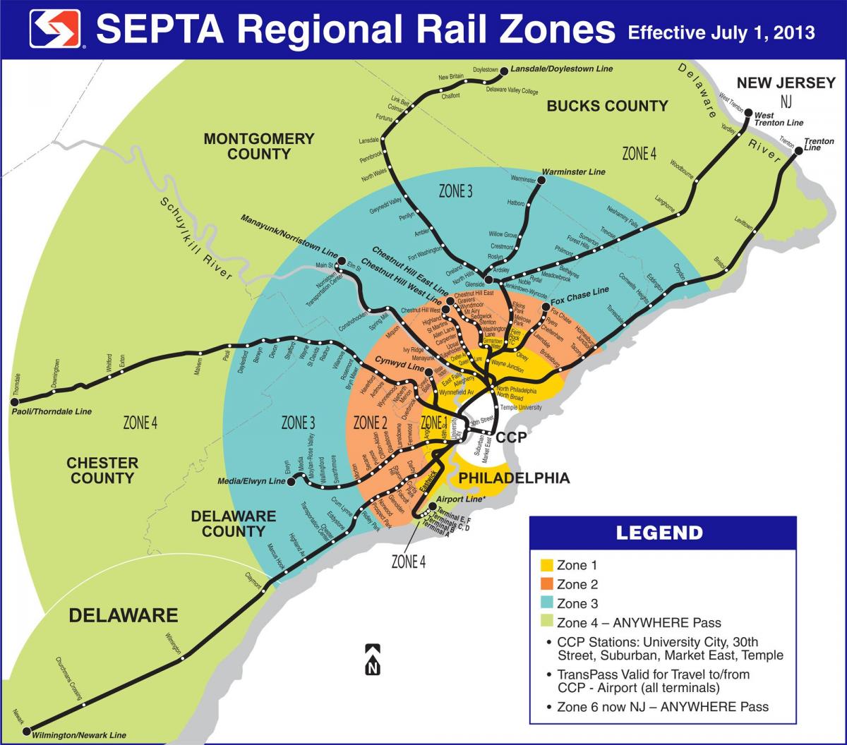 mapa ng Septa zone